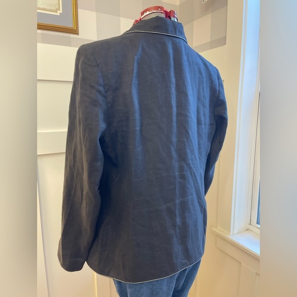 Tuzzi Nero Linen Black Jacket with White Stitching Size 12 - Picture 8 of 8